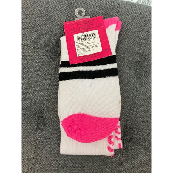 Red & Pink One Pair Pink and White Knee High Socks Size 9 - 11 NWT - Picture 2 of 2
